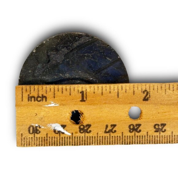 Natural Labradorite Disc Intricate Evil Eye Carving Healing Powerful Protector - Picture 6 of 6